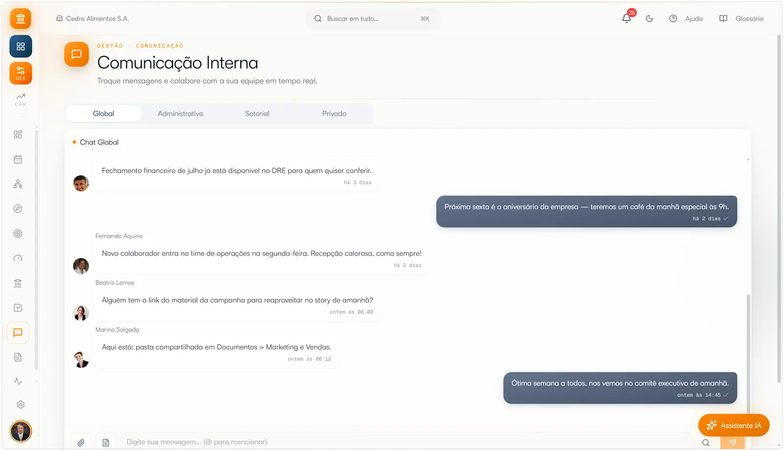 Comunicação Interna no LBR System